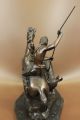 Skulptur Bronze Unterzeichnet Theodore Indianischen Jäger Büffel Antike Bild 3