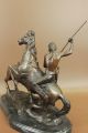 Skulptur Bronze Unterzeichnet Theodore Indianischen Jäger Büffel Antike Bild 4