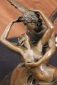 Elegante Bronze Liebhaber Amor Psyche Romantik Skulptur Figur - Kultur Große Antike Bild 6