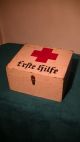 Alter Rot Kreuz Kasten,  Erste Hilfe Kiste,  Altes,  Antik Holzarbeiten Bild 3
