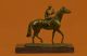 Jockey Pferderennen Pferde Kunst Hommage Bronze Marmor Statue Geschenk Antike Bild 3