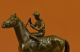 Jockey Pferderennen Pferde Kunst Hommage Bronze Marmor Statue Geschenk Antike Bild 6