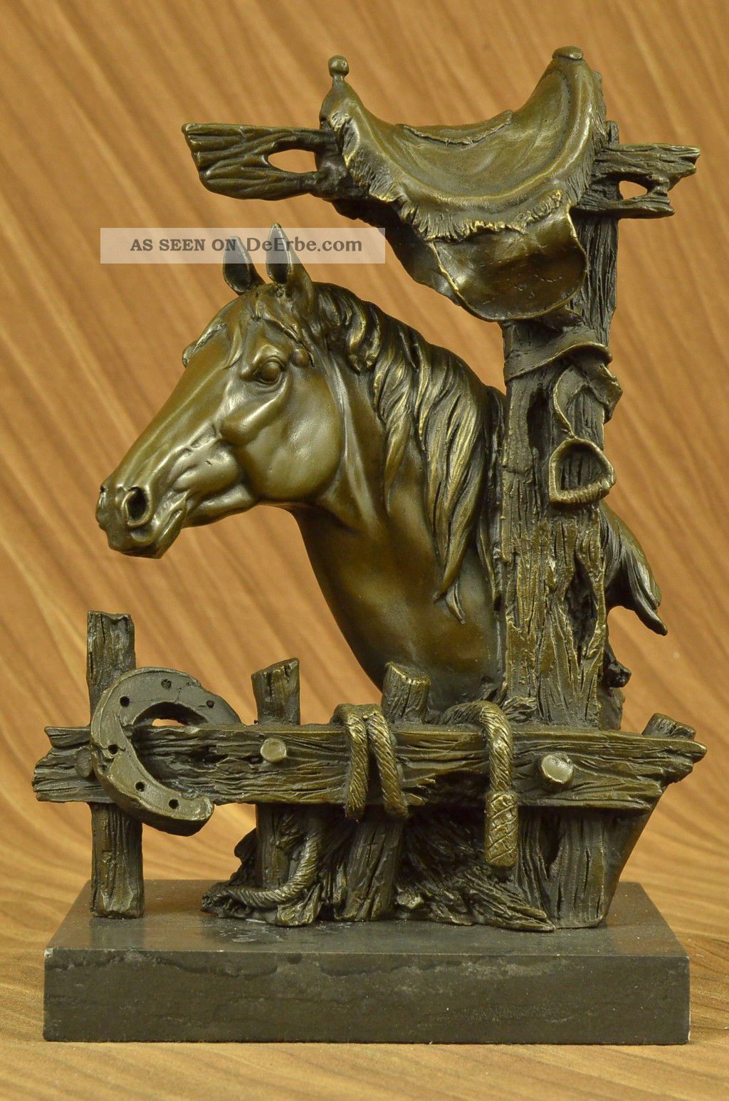 Figur Große - Liebevoll Pferd Mit Sattel Western Art Cowboy Antike Bild