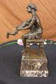 Unterzeichnet Godard Dekorative Art Déco Stil Maiden Auf Einem Stuhl Bronze Antike Bild 7