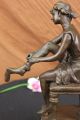 Unterzeichnet Godard Dekorative Art Déco Stil Maiden Auf Einem Stuhl Bronze Antike Bild 8