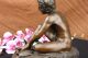 Signierte Vintage Perfect Haltung Bronzestatue Carpeaux Jugendstil Nackte Kunst Antike Bild 3