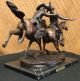 Bronze Skulptur Remington Verwundete Bunkie Western - Cowboy - Pferd Marmor Figurine Antike Bild 9