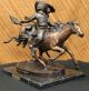 Bronze Skulptur Remington Verwundete Bunkie Western - Cowboy - Pferd Marmor Figurine Antike Bild 3