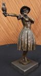 Bronze Skulptur Art Deco Mädchen Mit Papagei Von Chiparus Signiert Marmor Fuß Antike Bild 5