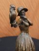 Bronze Skulptur Art Deco Mädchen Mit Papagei Von Chiparus Signiert Marmor Fuß Antike Bild 7