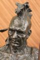 Skulptur Bronze Büste Indianerhäuptling Statue Signiert Nick Figur Deko Antike Bild 4