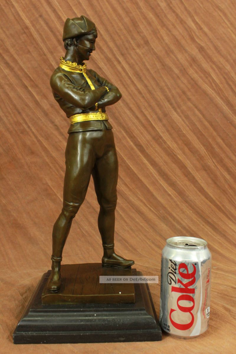 Bronze Skulpur Clown Hofnarr Museums Qualität Gold Rand Geschenk Figur Antike Bild