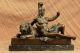 Skulptur Bronze Art Deco Heißen Guss Römischen Krieger Verlegung Mit Löwen Antike Bild 1