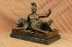 Skulptur Bronze Art Deco Heißen Guss Römischen Krieger Verlegung Mit Löwen Antike Bild 3