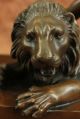 Skulptur Bronze Art Deco Heißen Guss Römischen Krieger Verlegung Mit Löwen Antike Bild 8