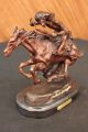 Frederic Remington Indianer Auf Pferd Cheyenne Bronze Skulptur Antike Bild 7
