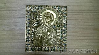 Russische Metall Ikone Gottes Mutter. Bild