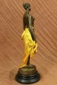 Bronzeskulptur Hautfarben Vergoldet Deco Art Mädchen Museumqualität Heiß Guss Antike Bild 7