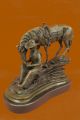 Skulptur Frederic Remington Bronze Cowboy Auf Pferd Signiert Hochqualitativ Antike Bild 7