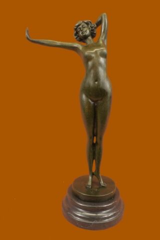 Bronze Statue Figur Frankarta Era Art Nouveau Nackte Frau 35.  5cm 
