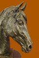 Große Vintage Bronze Reiterpferde Büste Alten Jagd / Rennen Klub Skulptur Statue Antike Bild 6