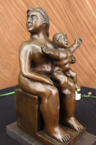 Bronze Skulptur Fernando Botero Mutter,  Baby Mit Dichtung Siegel Signiert Bild