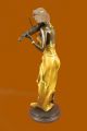 Mehrfarbig Patina Bronze Skulptur Violin Spielerin Viola Musiker Marmorfigur Antike Bild 4