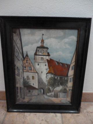 Altes Antikes Gemälde - Im Schwarzen Holzrahmen - Signatur - Rothenburg O.  D.  T. Bild