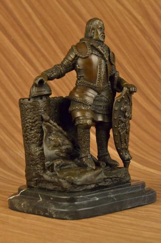 Echtes Bronze Metall Statue Stein Schlacht Nordisch Viking Warrior Skulptur Hot Bild