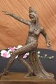 Exotischer Tänzer Figur Vintage Signiert Statue Von Mirval Marmor Basis Deko Antike Bild 3