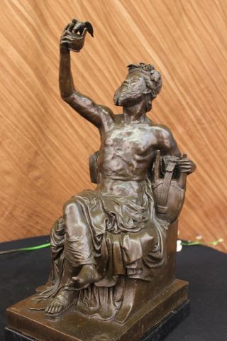 Griechisch - Römischer Musiker Sitzt Auf Großem Stuhl Bronze Skulptur Figur Groß Bild