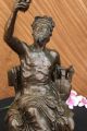 Griechisch - Römischer Musiker Sitzt Auf Großem Stuhl Bronze Skulptur Figur Groß Antike Bild 8