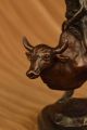 Frederic Remington Cowboy Bullenreiten Rodeo Bronzeskulptur Marmorsockel Antike Bild 9