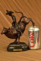 Frederic Remington Cowboy Bullenreiten Rodeo Bronzeskulptur Marmorsockel Antike Bild 1