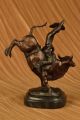 Frederic Remington Cowboy Bullenreiten Rodeo Bronzeskulptur Marmorsockel Antike Bild 4