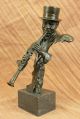 Heiße Guss Schwarz Afrikanischen Musiker Clarinet Orlean Bronze Skulptur Antike Bild 2
