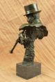 Heiße Guss Schwarz Afrikanischen Musiker Clarinet Orlean Bronze Skulptur Antike Bild 4