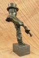 Heiße Guss Schwarz Afrikanischen Musiker Clarinet Orlean Bronze Skulptur Antike Bild 6