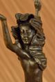 Signiert Nackte Frau Läuft Auf Der Straße Art Deco Bronze Skulptur Statue Antike Bild 9