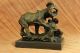 Echte Bronze Metall Statue Majestätische/elefanten & Ein Baby Kalb Skulptur Antike Bild 2