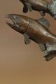 Bronze Skulptur Art Sammler Ausgabe Nummeriert Vier Forellen Fisch Antike Bild 2
