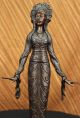 Signiert Uramerikanisch Indisches Mädchen Bronzeskulptur Figur Statue Figur Antike Bild 10