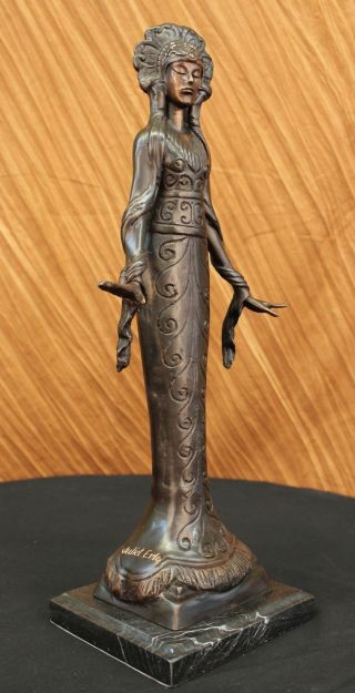 Signiert Uramerikanisch Indisches Mädchen Bronzeskulptur Figur Statue Figur Bild