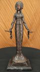 Signiert Uramerikanisch Indisches Mädchen Bronzeskulptur Figur Statue Figur Antike Bild 3