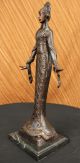 Signiert Uramerikanisch Indisches Mädchen Bronzeskulptur Figur Statue Figur Antike Bild 4