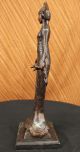 Signiert Uramerikanisch Indisches Mädchen Bronzeskulptur Figur Statue Figur Antike Bild 5