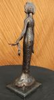 Signiert Uramerikanisch Indisches Mädchen Bronzeskulptur Figur Statue Figur Antike Bild 6