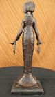 Signiert Uramerikanisch Indisches Mädchen Bronzeskulptur Figur Statue Figur Antike Bild 7