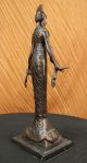 Signiert Uramerikanisch Indisches Mädchen Bronzeskulptur Figur Statue Figur Antike Bild 8