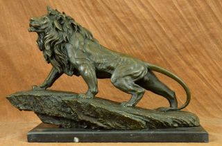 Wilden Afrikanischen Löwen Extra Groß Safari Bronze Skulptur Von Barye Bild
